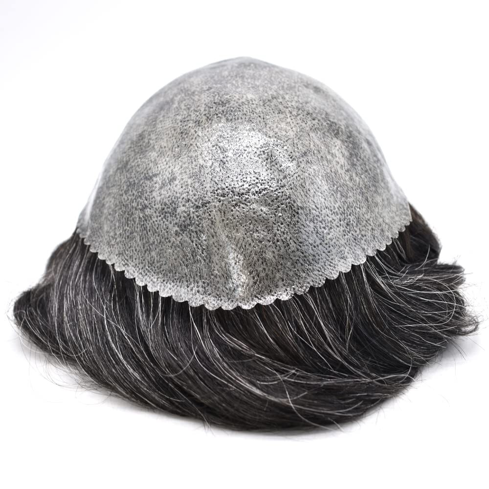 Men Replacement Hair System Full Poly Thin Skin Mens Toupee Hairpiece