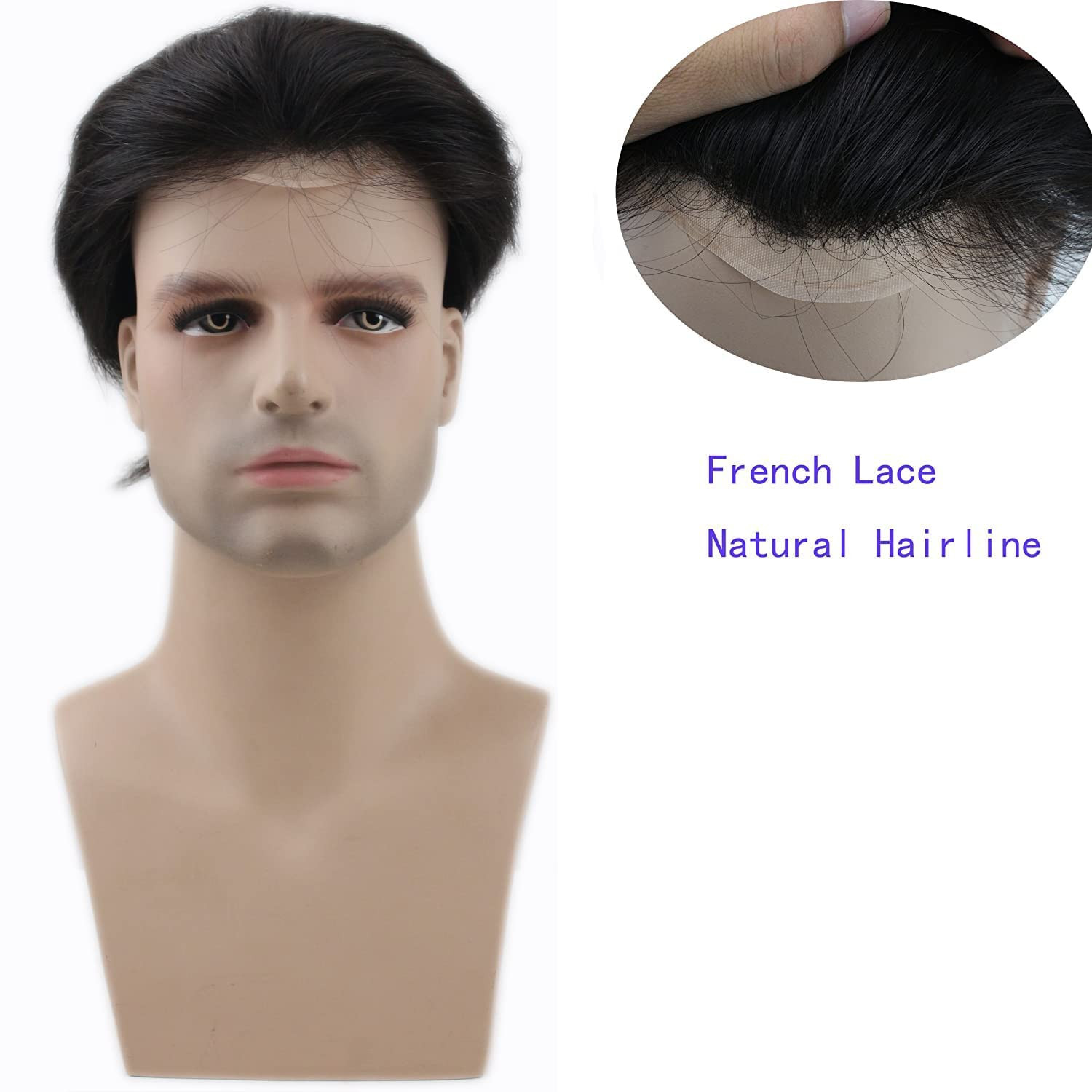 Natural Black Men’s Toupee – European Virgin Hair 10″x8″ PU Base