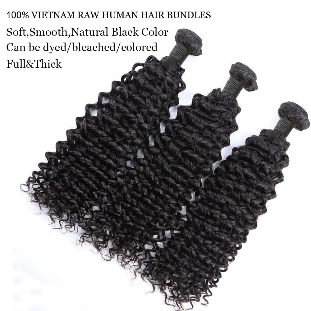12A Curly Human Hair Bundles 20″ 22″ 24″ Deep Wave Wet & Wavy Extensions – Natur