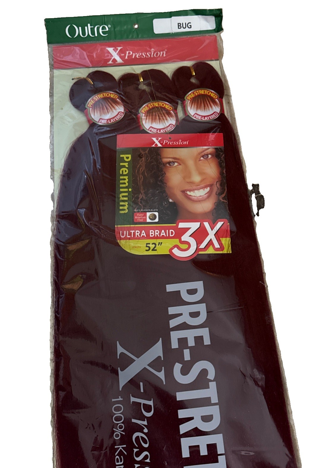 Outre X-Pression Ultra Braid 3X Pre-Stretched 52in Synthetic Burgundy BU
