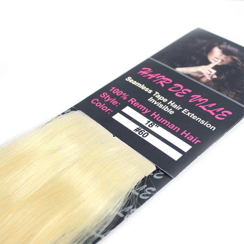 Tape In PU Injected Invisible Seamless Remy Human Hair Extension Lightest Blonde