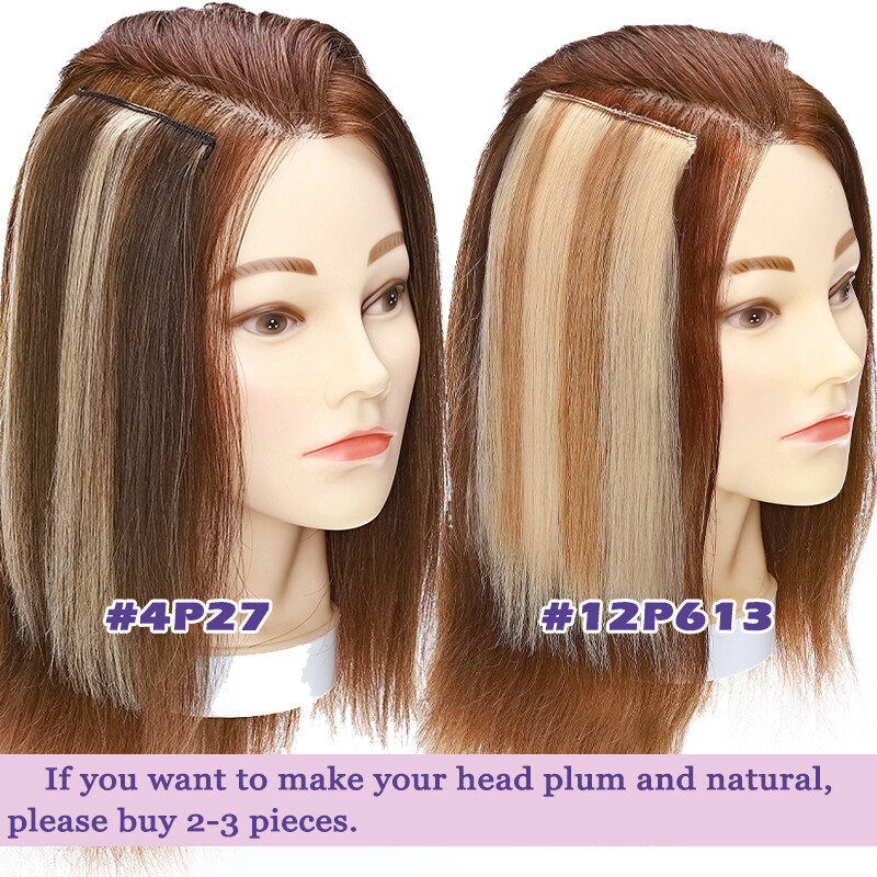 100% Human Hair Extensions Clip in Small Real Hairpiece for Adding Hair Volume