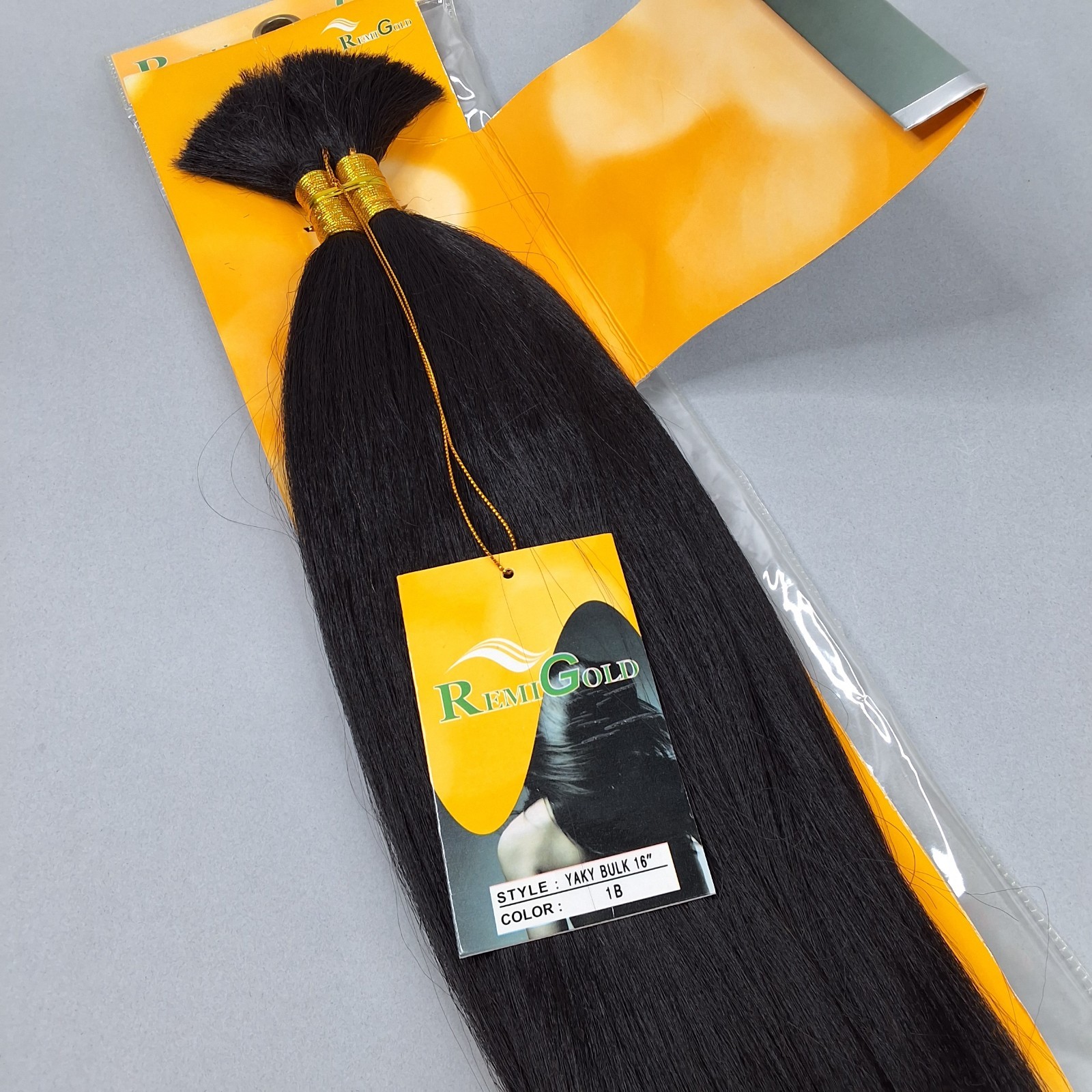 16” #1B Off Black Yaky Straight Bulk Braiding Human Blend Hair by Remi Gold