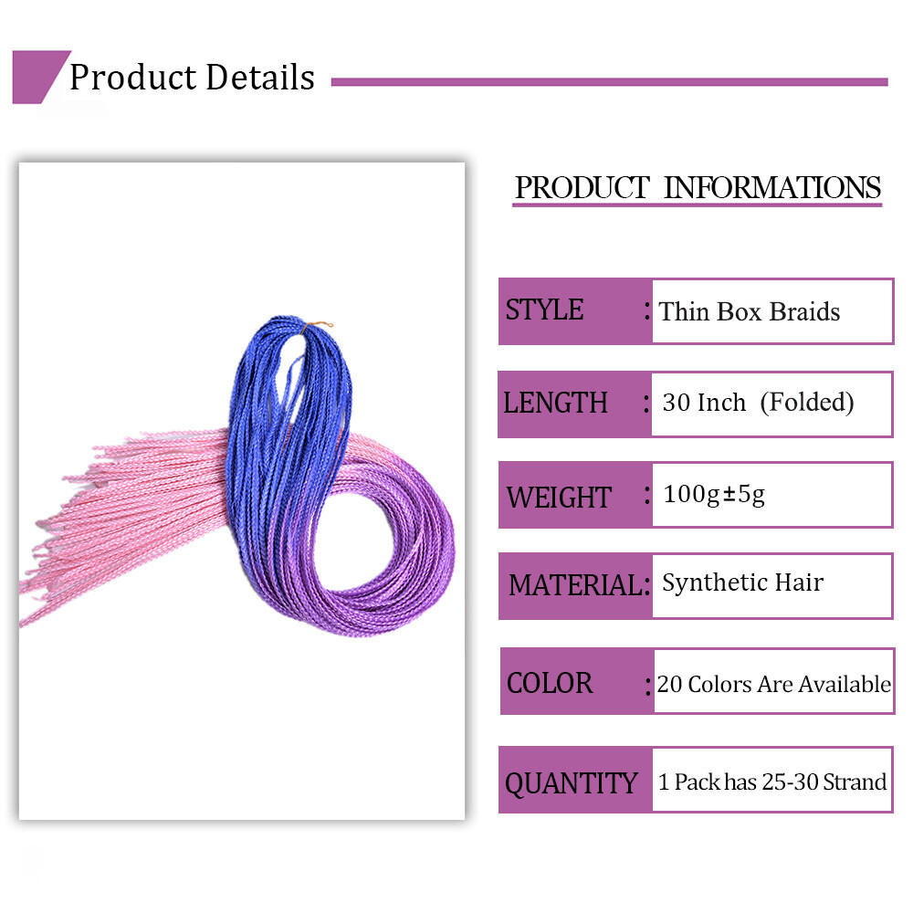 28″ Ombre Micro Box Braids Thin Twist Crochet Braids Hair Extensions Synthetic