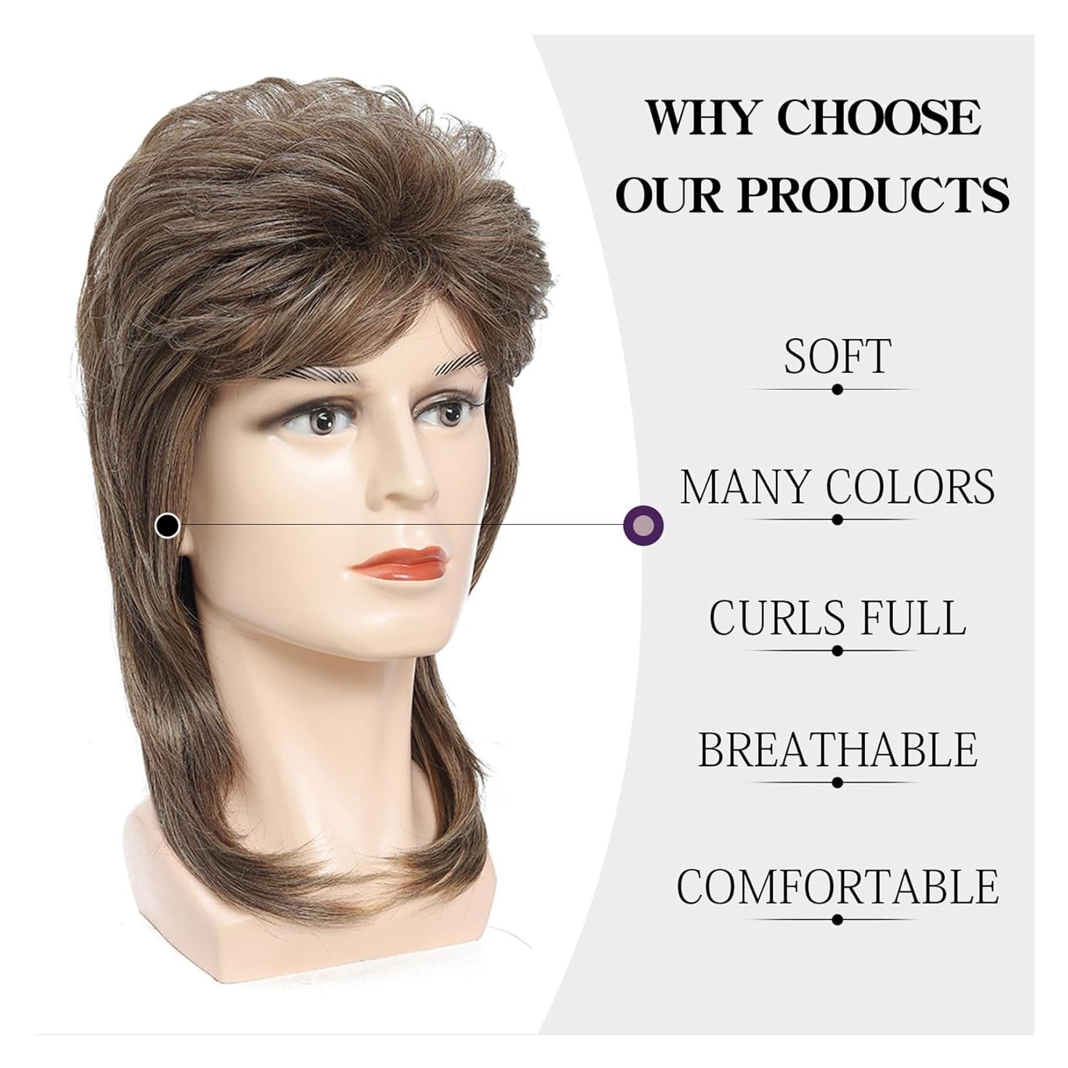 Heat Resistant Light Brown Mullet Wig | Joe Dirt Inspired 80s Costume Accessory