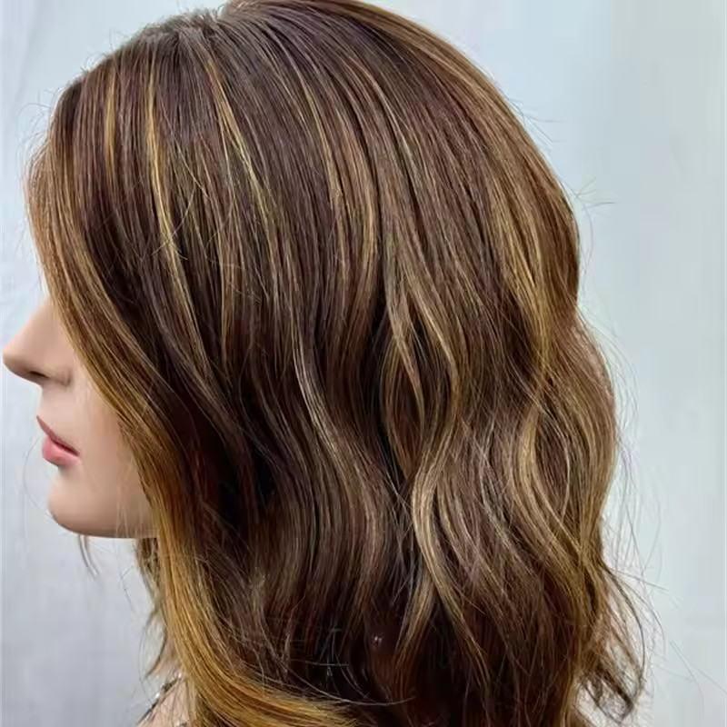 Ombre Honey Brown Blonde Highlight Balayage Lace Front 100% Human Hair Wigs 13×4