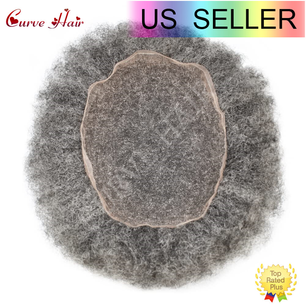 US Afro Curly Weave Mens Toupee HairPiece Full Lace African American Hair Syste