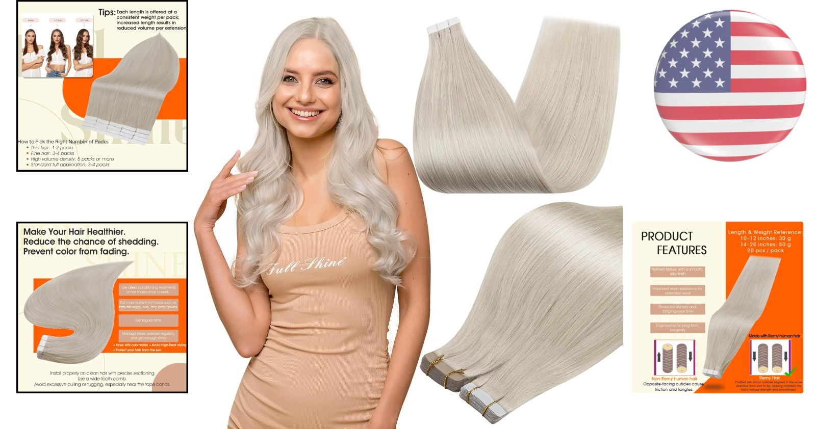 Invisible Seamless 12 Inch Hair Extensions in 1000 Ice Blonde for Weddings
