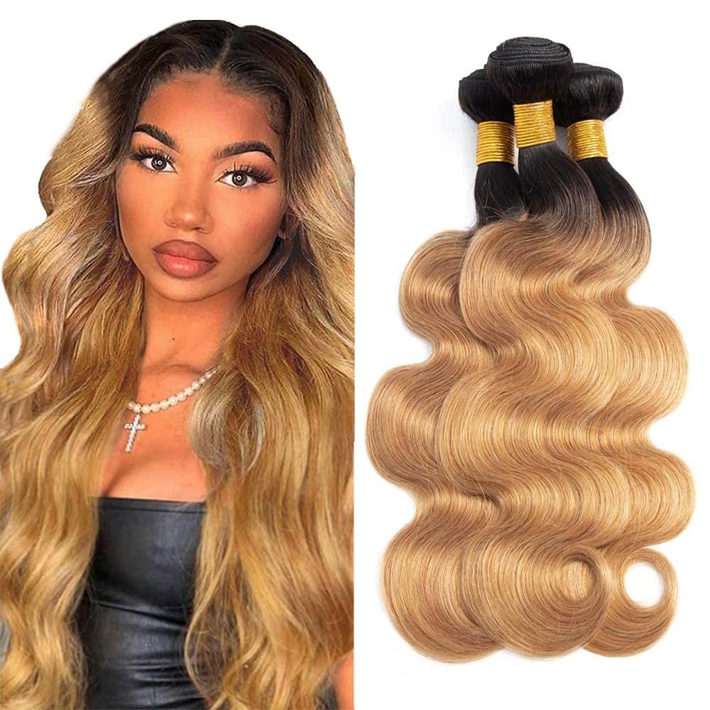 16 18 20 inch 1B27 Ombre Body Wave Human Hair Honey Blonde Bundles Ombre Bund…