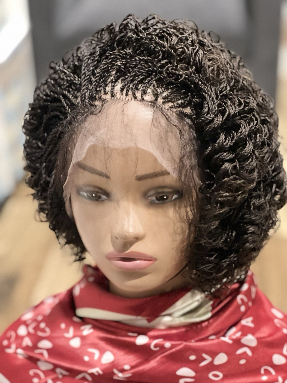 Braided micro twist Curly OFF BLACK WIG.made on a full lace wig.READY TO SHIP.