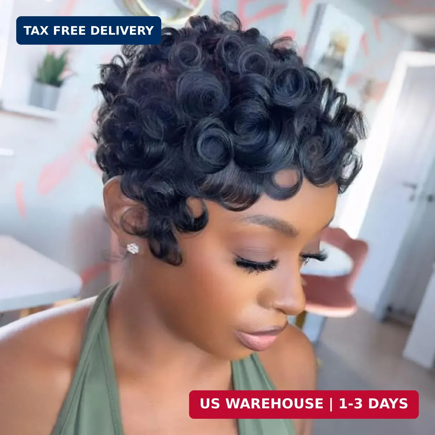 Pixie Cut Wigs for Black Women Brazilian Curly Pixie Cut Wig Human Hair Glueless