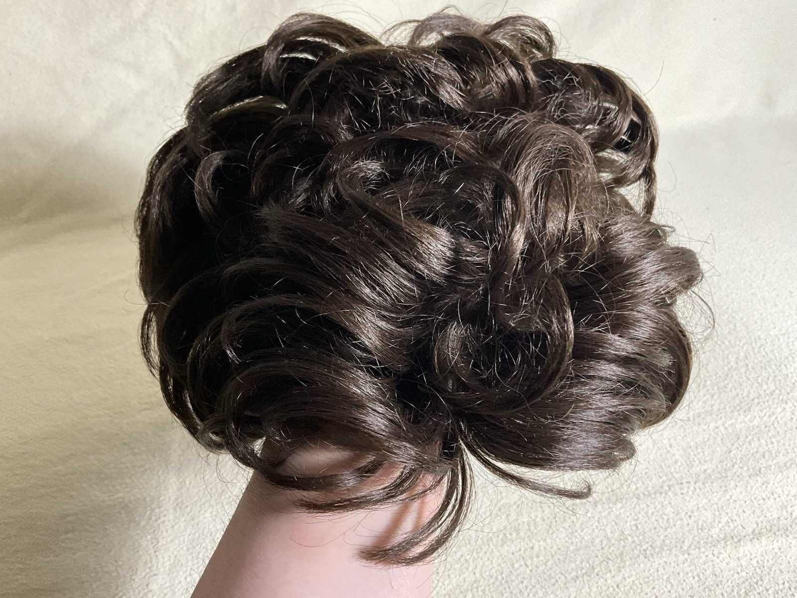 Vintage Elura Dark Brown Wig Short Curly Bouffant Modacrylic USA, Made In Korea