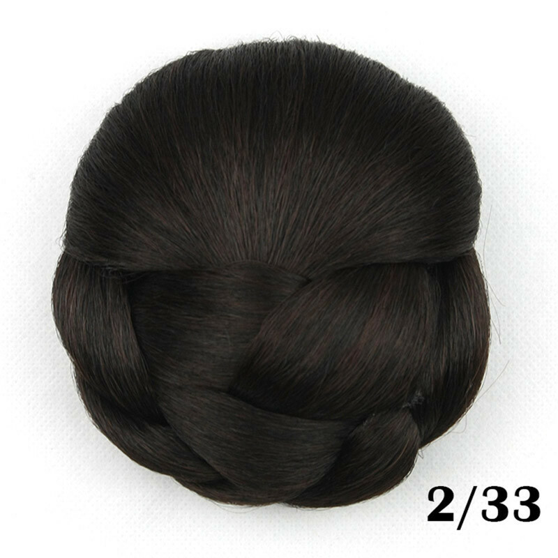 Women’s Braided Hair Bun Scrunchies Clip in Chignon Retro Hairpieces Synthetic