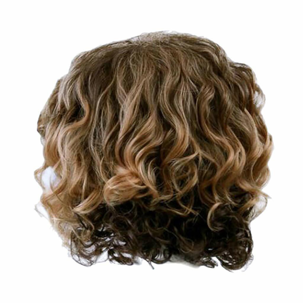 Men Long Curly Wave Blonde Wig Synthetic Hair Heat Resistant Male Fashion Style