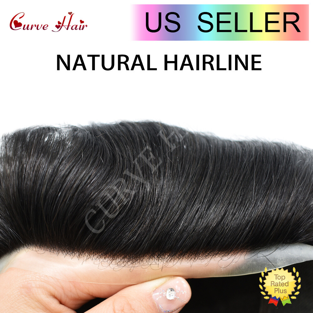 Mens Human Hair Replacement system French Lace Toupee Hair Piece Men Wig Units