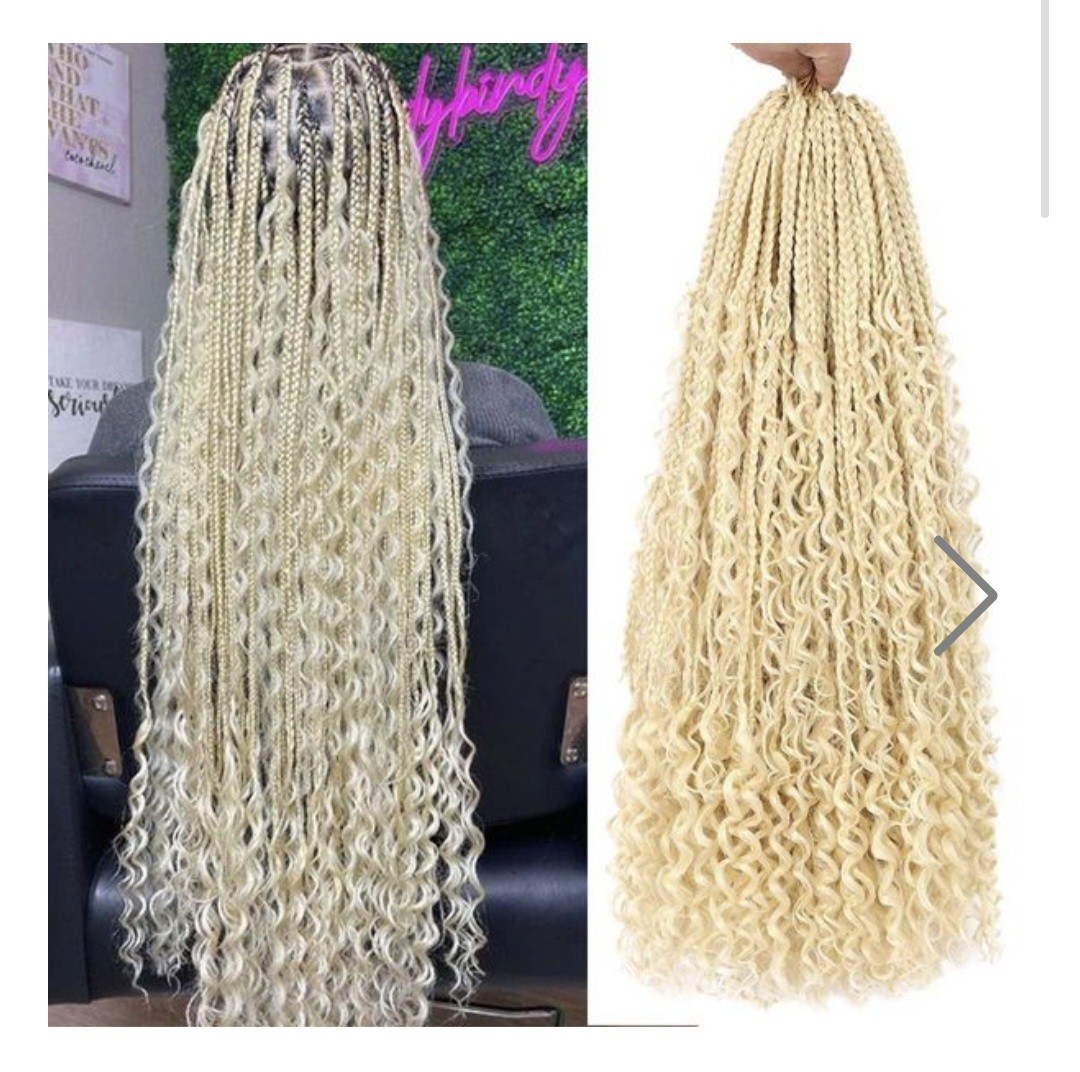 COOKOO 8 Packs Goddess Box Braids Crochet Hair for Black Women 24 Inch Blonde
