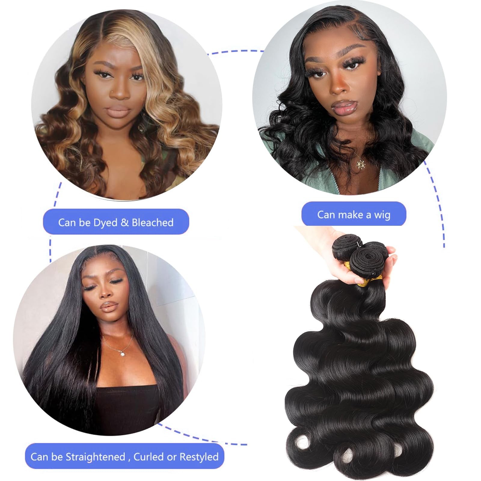 Human Hair Bundles Body Wave 100% Unprocessed Brazilian Virgin Hair Body Wave 3