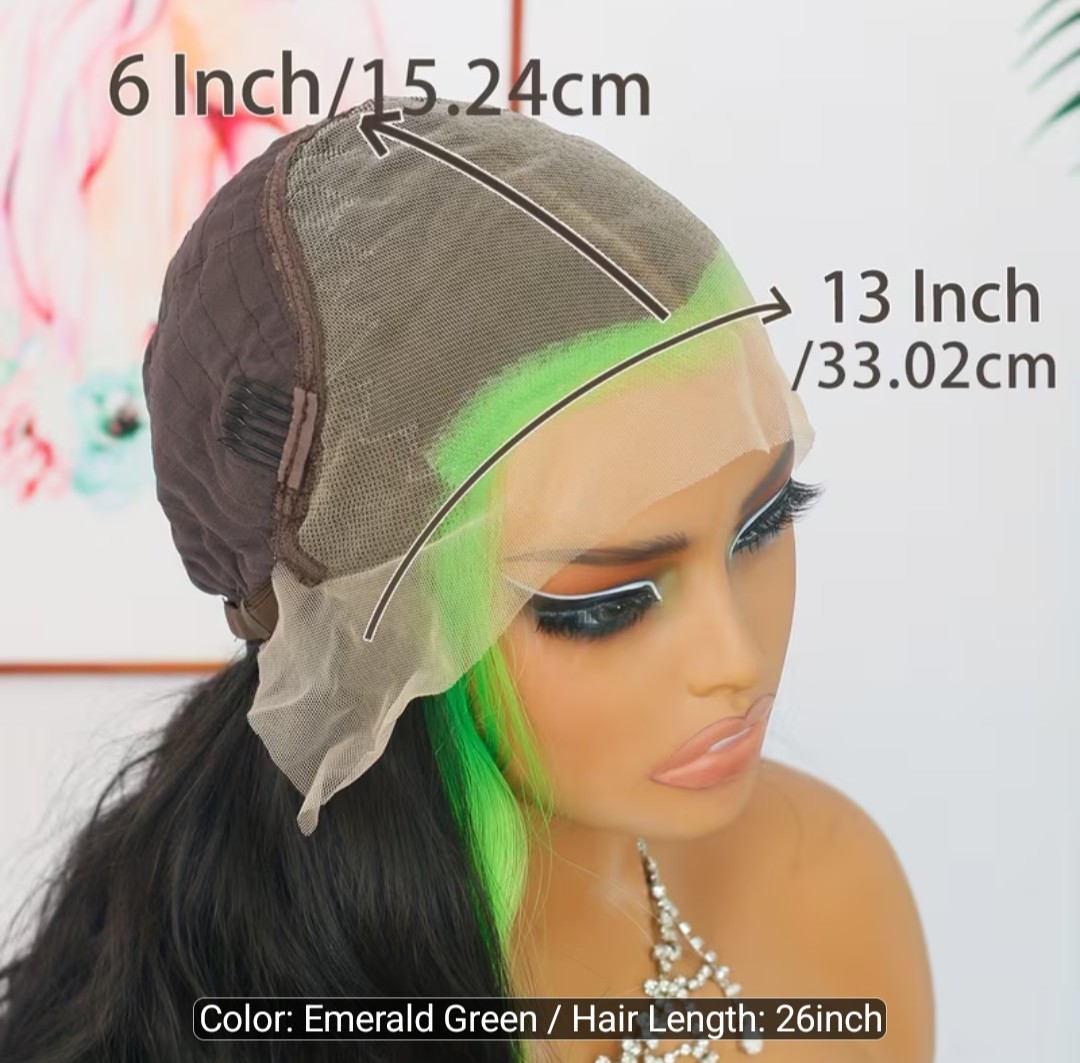 WOMEN’S 26″ INCHES 13×6 HIGHLIGHT GREEN SYNTHETIC LACE FRONT WIG