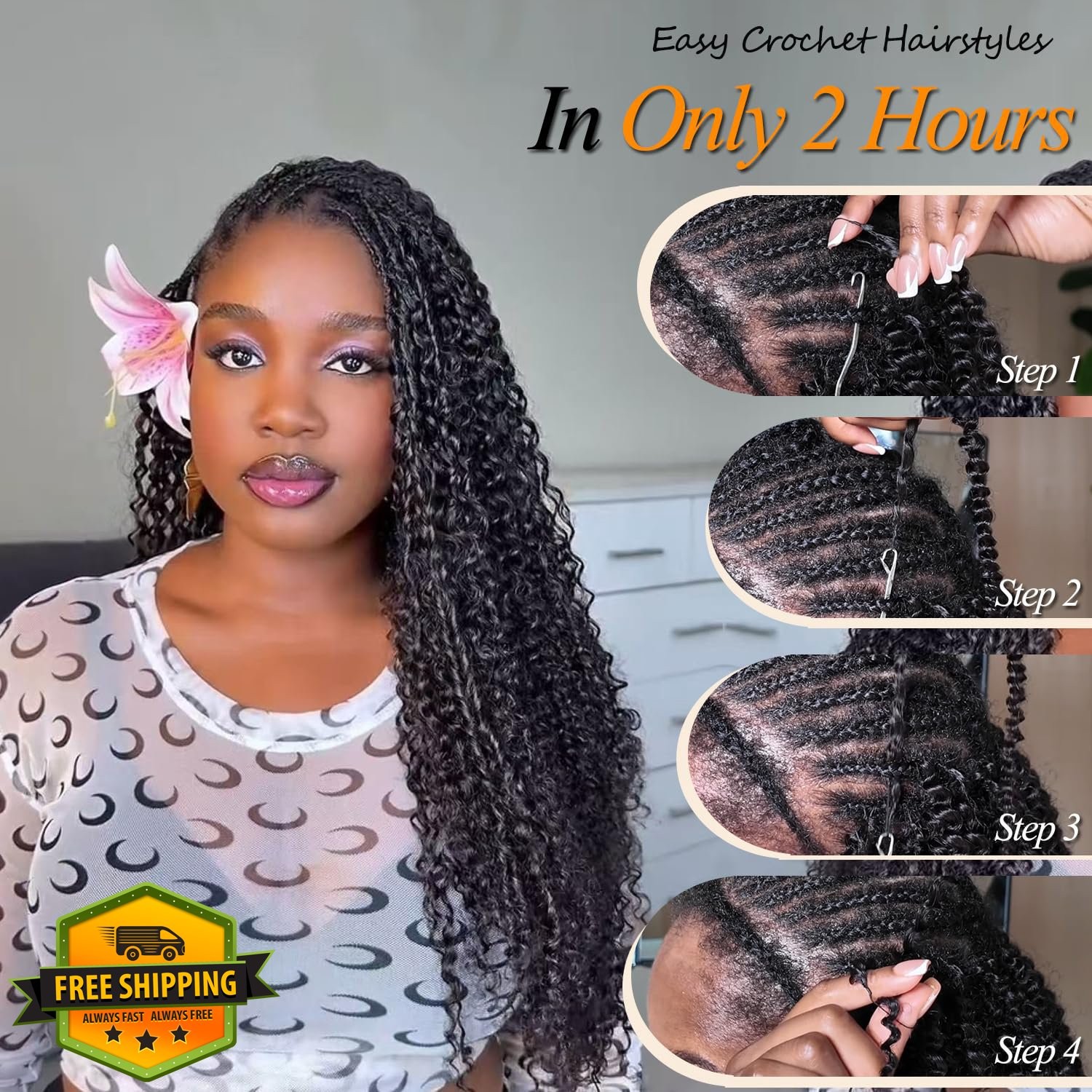 beauty youth Burmese Curly Crochet Hair 1B 20 Inch 75g