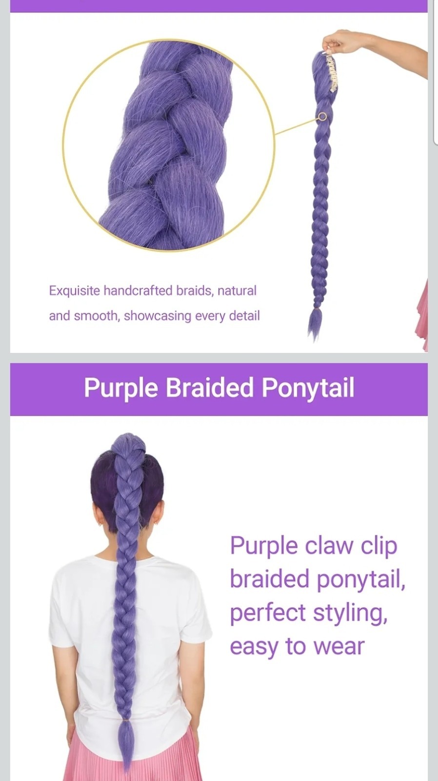 Yan Dream Purple Braid Wig 90cm Thick Long Lavender Purple Braid Hair Cosplay…