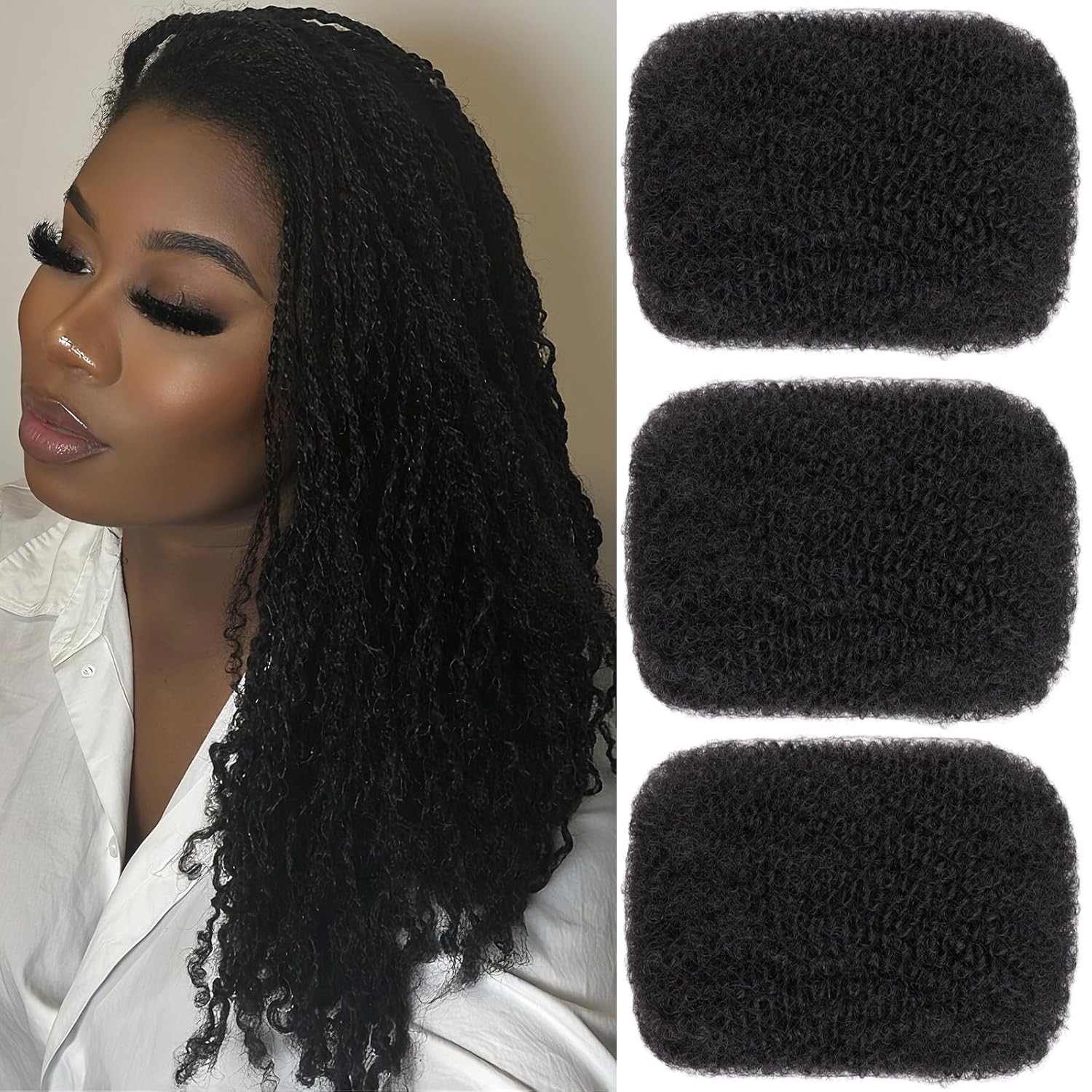 Xtrend 20 Inch 150g 3 Bundles Natural Black Afro Kinky Curly Braiding Bulk Hair