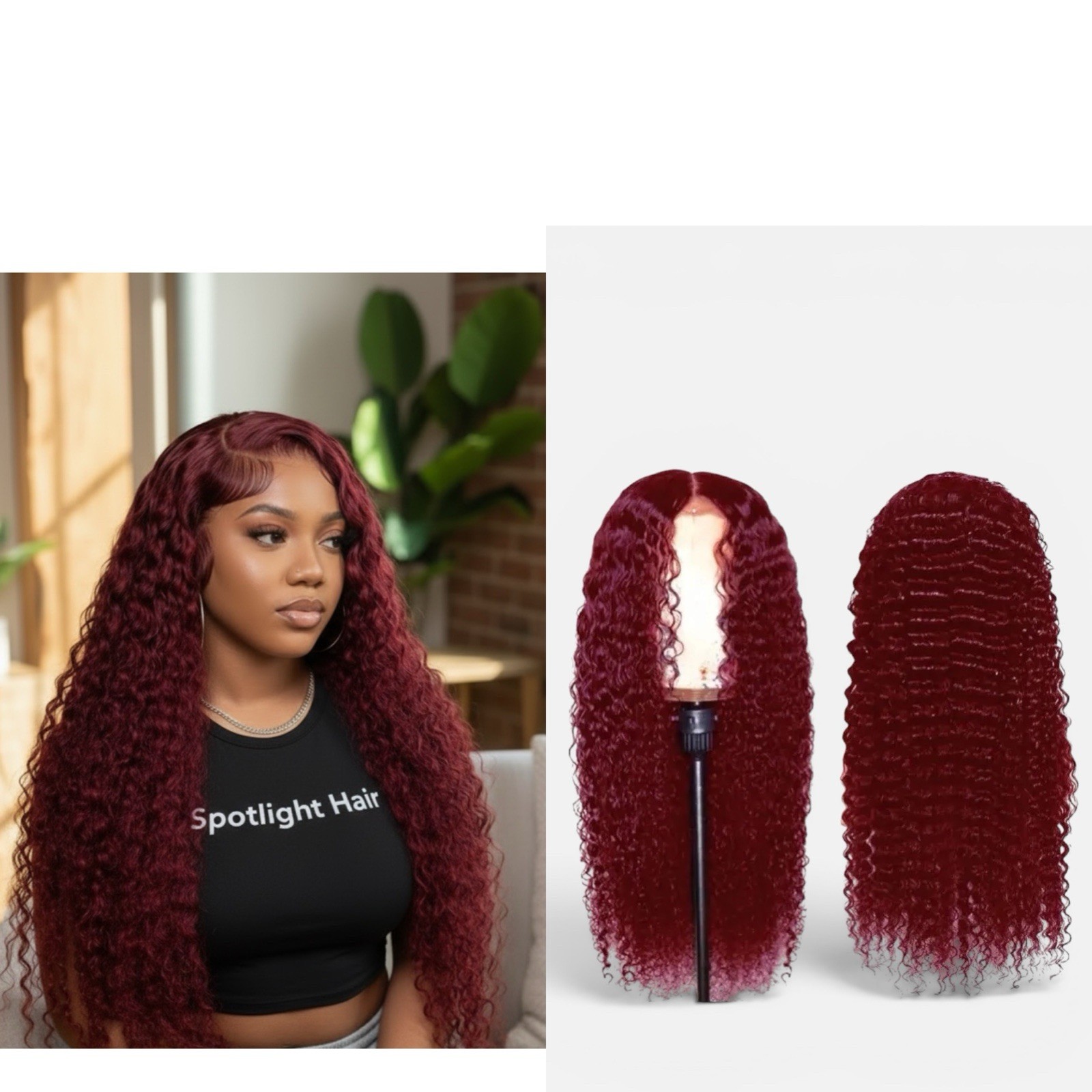 30 Inch Burgundy Wig Human Hair 99J Burgundy 13×6 Deep Wave Lace Front Wig