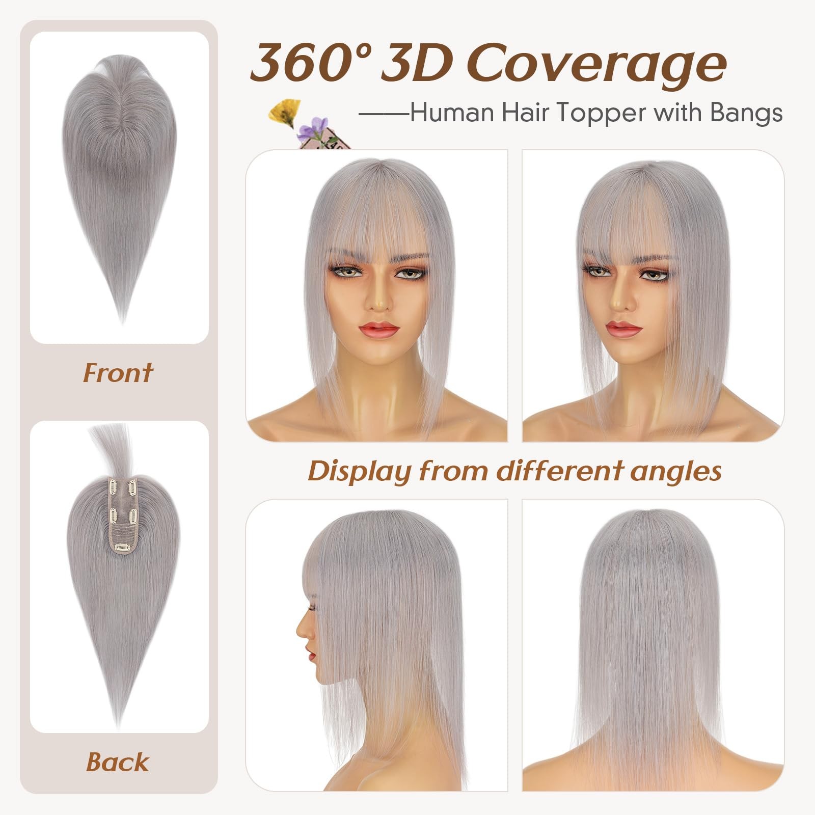 Rich Choices Hair Toppers For Women Real Human Hair 3603D Clip In Bangs 100