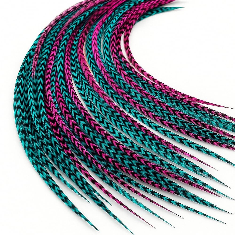 Sexy Sparkles 25 Hair Feathers Extensions Kit, 7″-13″ Rooster Feathers for Hair