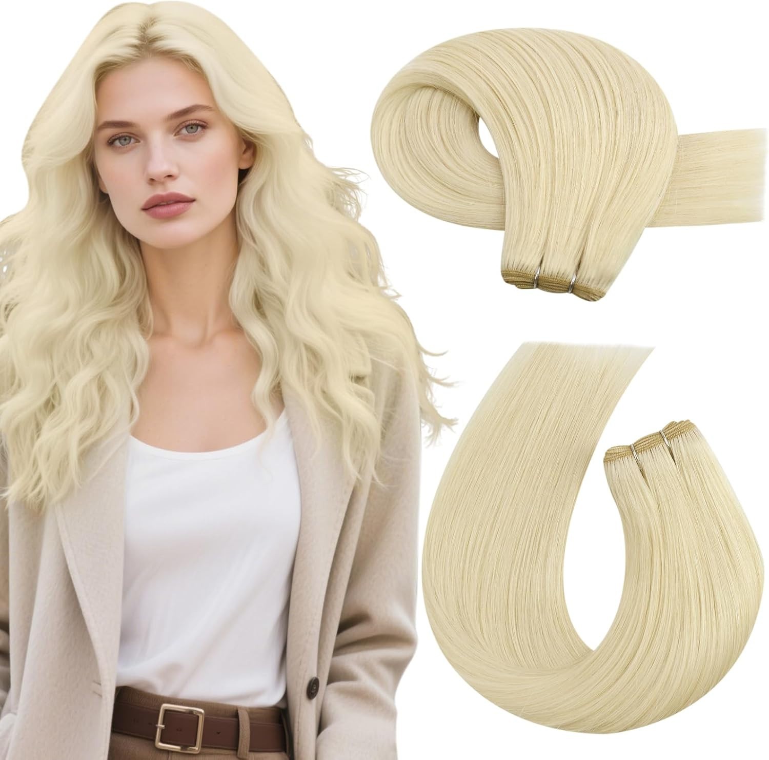 Weave Double Weft Hair Extensions Human Hair Bundles Sew in Remy Hair Colored