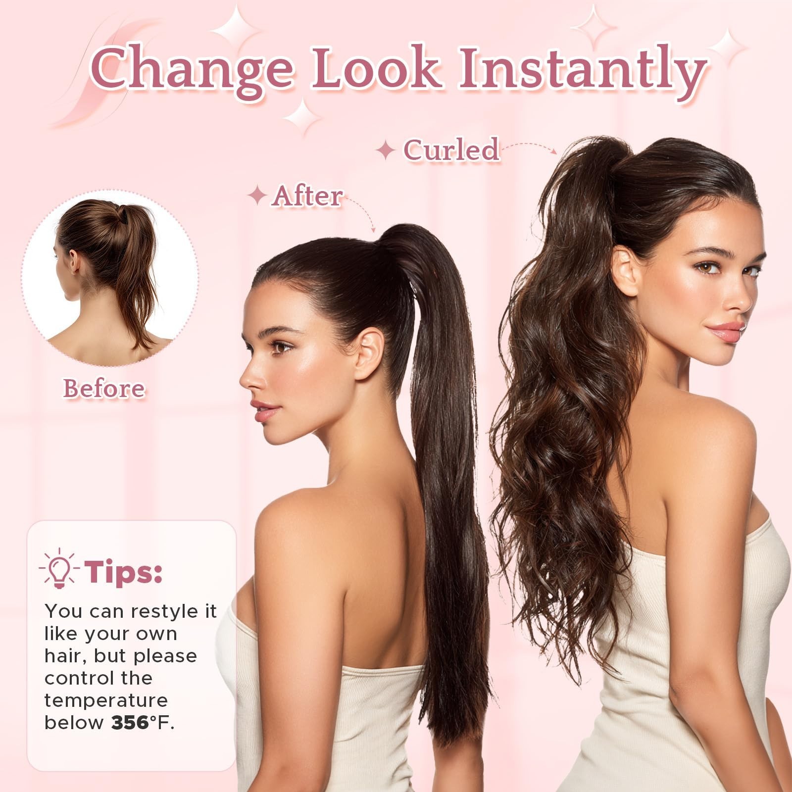 Human Hair Claw Clip Ponytail Extension 22″ 120g Dark Brown Clip-In for Women