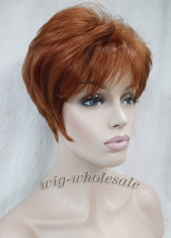 Women Short Wig Bob Pixie Brown Blonde Mix Natural Full Hair Wigs Daily