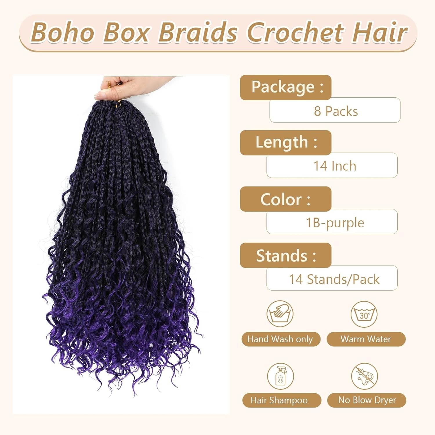Bohemian Curly Crochet Hair 14″ – 8 Packs for Black Women