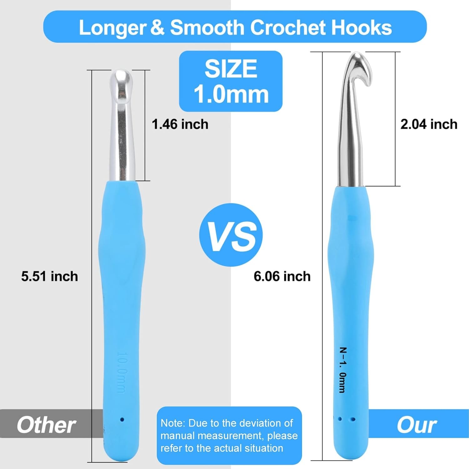 Vodiye Professional Extra Long 10mm Crochet Hooks, Ergonomic 10mm, Colorful