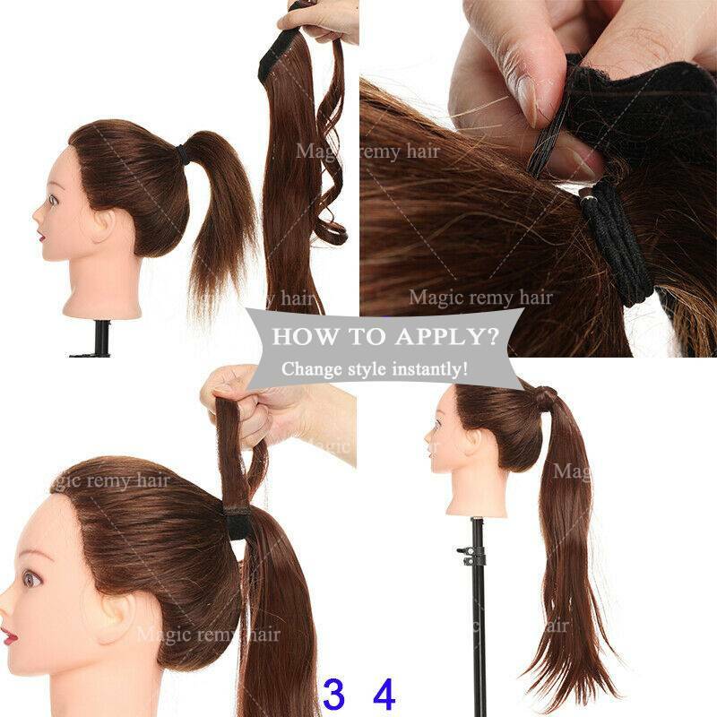 Smooth Ponytail 100% Human Hair Clip In Remy Hair Pony Tail Extensions THICK 22″