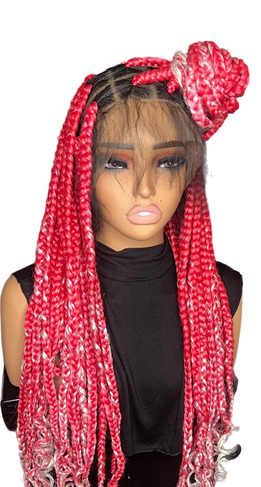 SYNTHETIC BRAID HAIR EXTENSION RED/PINK 31-40 IN CURLY ENDS WOMEN