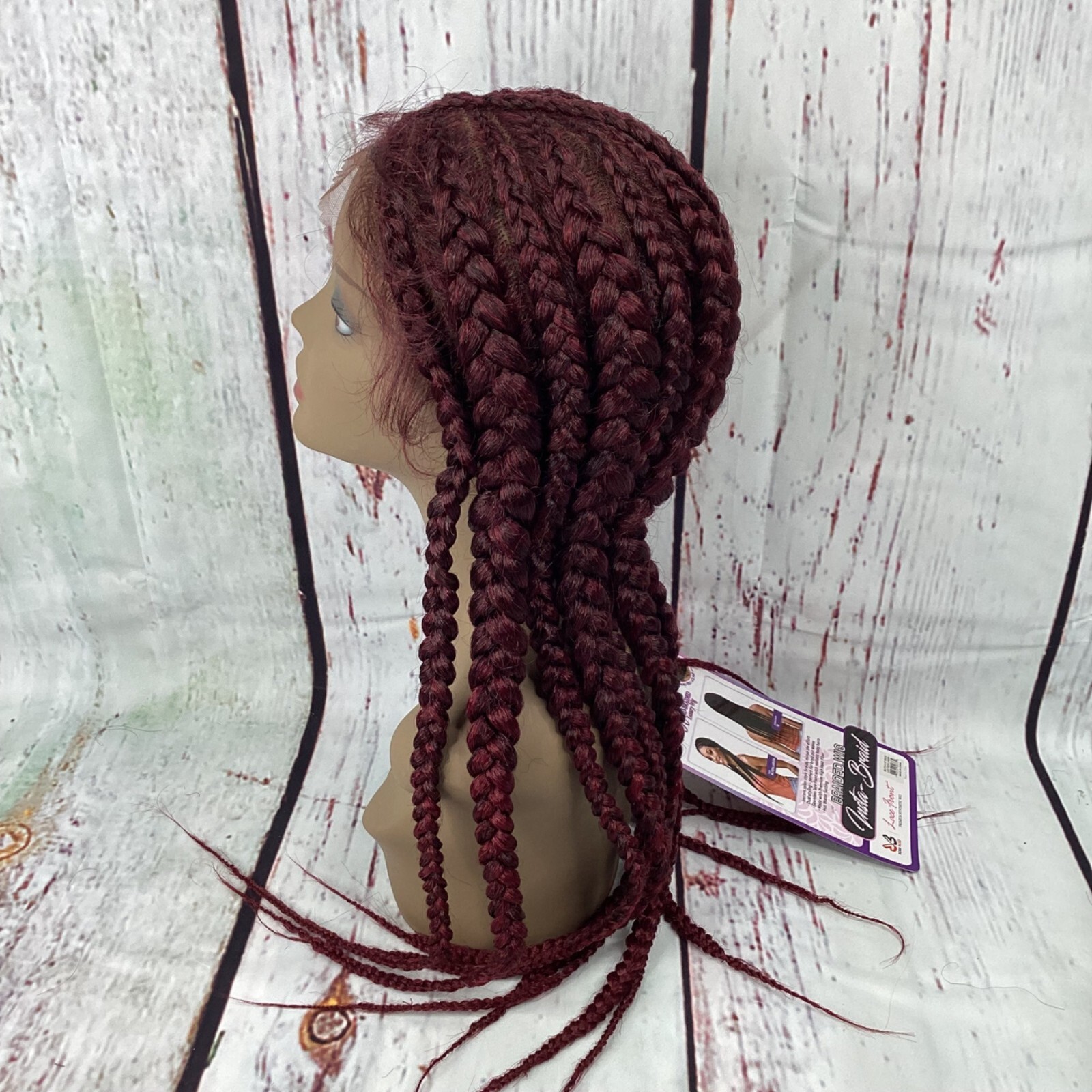 Larissa TT1B/Burgundy 26” Insta-braid Braided Lace Front Wig New Synthetic