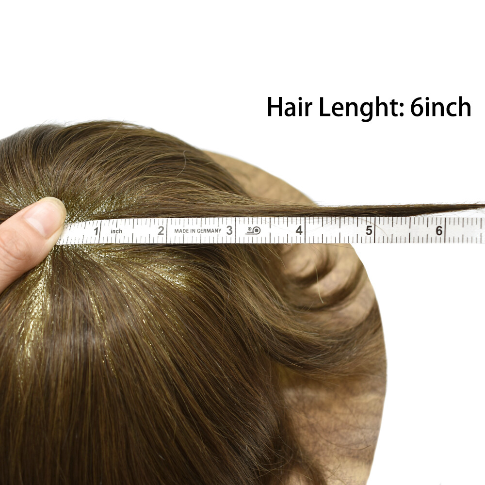 Mens Toupee For Men Human Hair Replacements Fine Mono Poly Around Hairpieces US