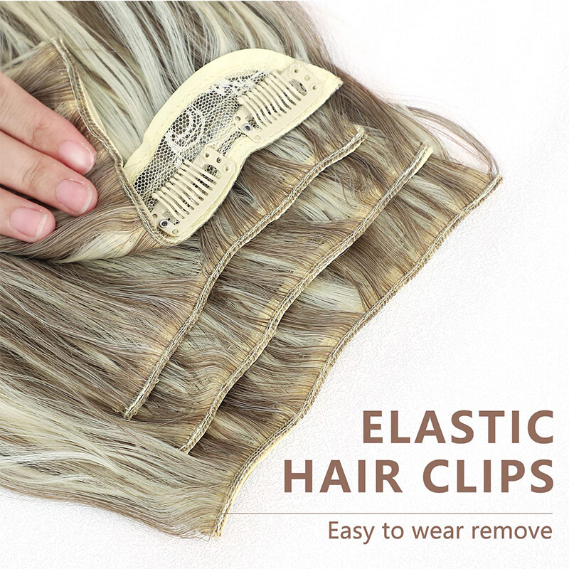 100% 4PCS Full Head Clip in Long Wavy Hair Extensions Thick Hair Piece as human