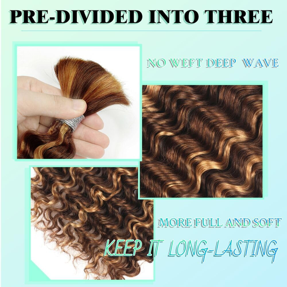 Human Braiding Hair 18 Inch 6 Bundles Human Hair Braiding Hair No Weft Deep Wave