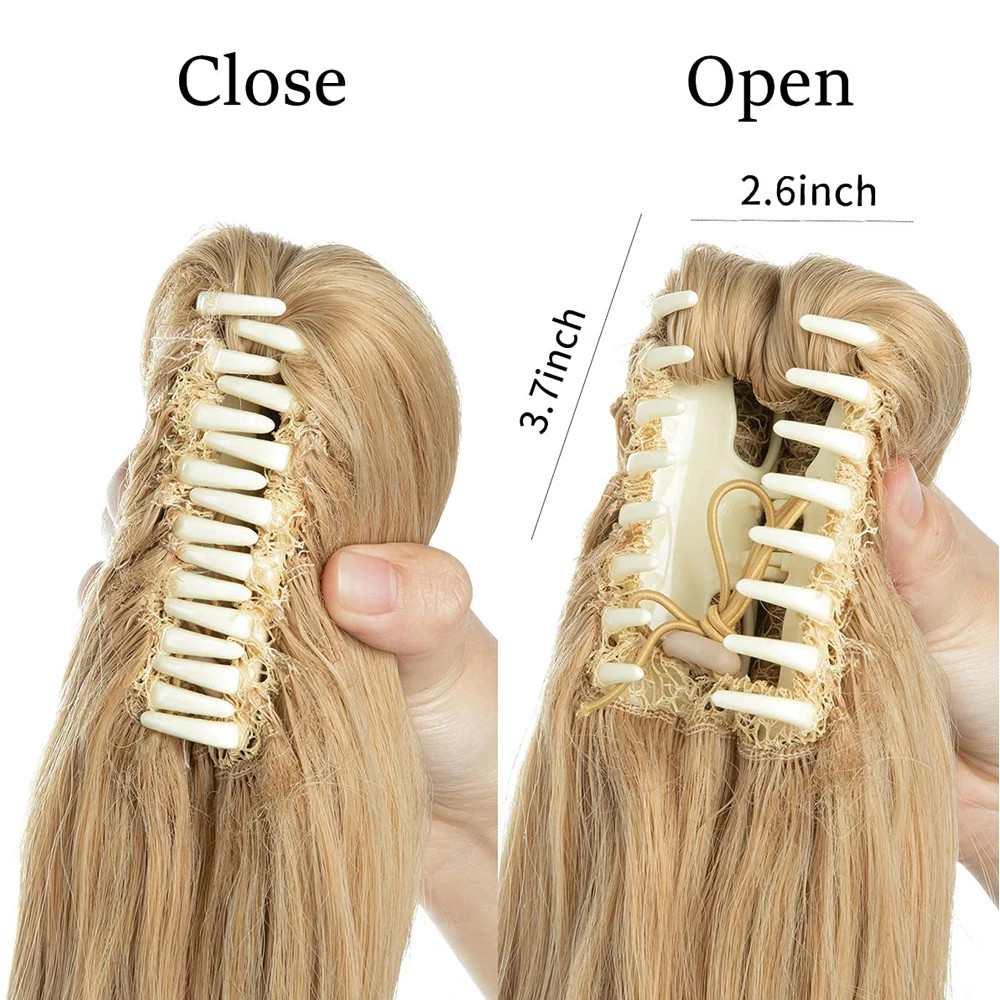 14 Inch Synthetic Claw Clip Ponytail Extensions Wavy Blonde Black Hair