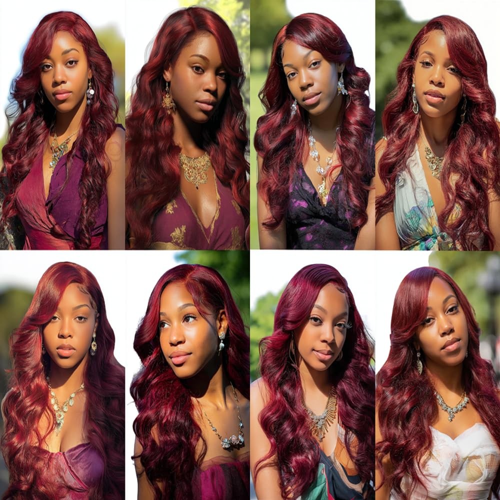 BilltiiWW Color 99j Body Wave Bundles Burgundy Body Wave Bundles 8a Grade Double