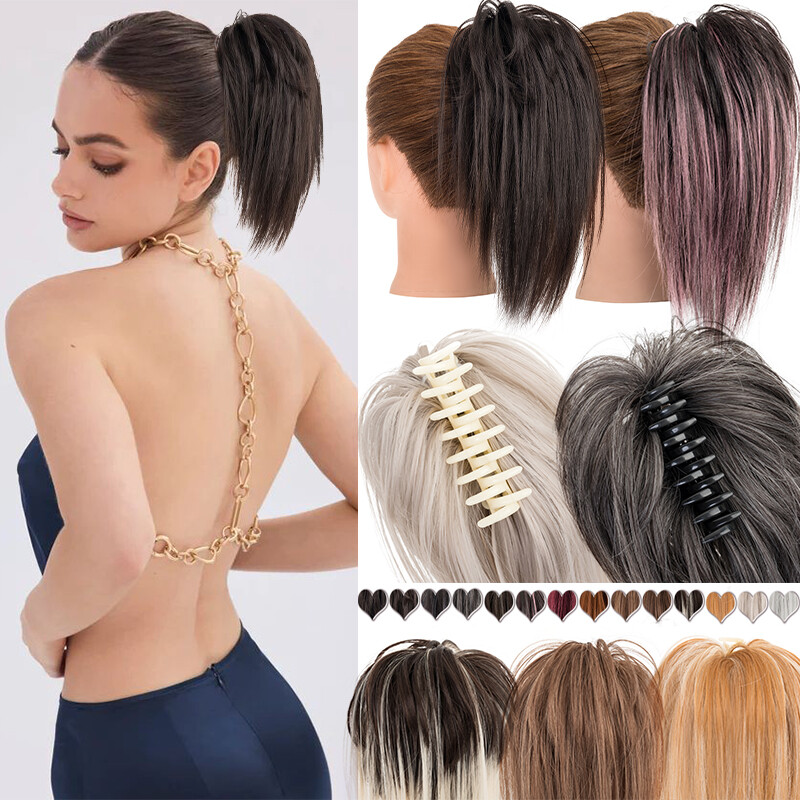 Claw On Messy Bun Updo Scrunchie Clip In Hair Ponytail Extensions As Human Ombre
