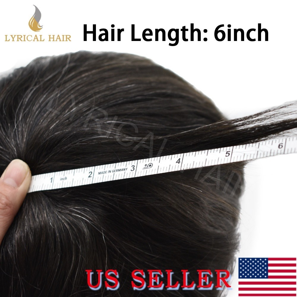 LYRICAL HAIR Mens Toupee Fine Mono Lace Human Hairpiece Skin PU Monofilament Wig