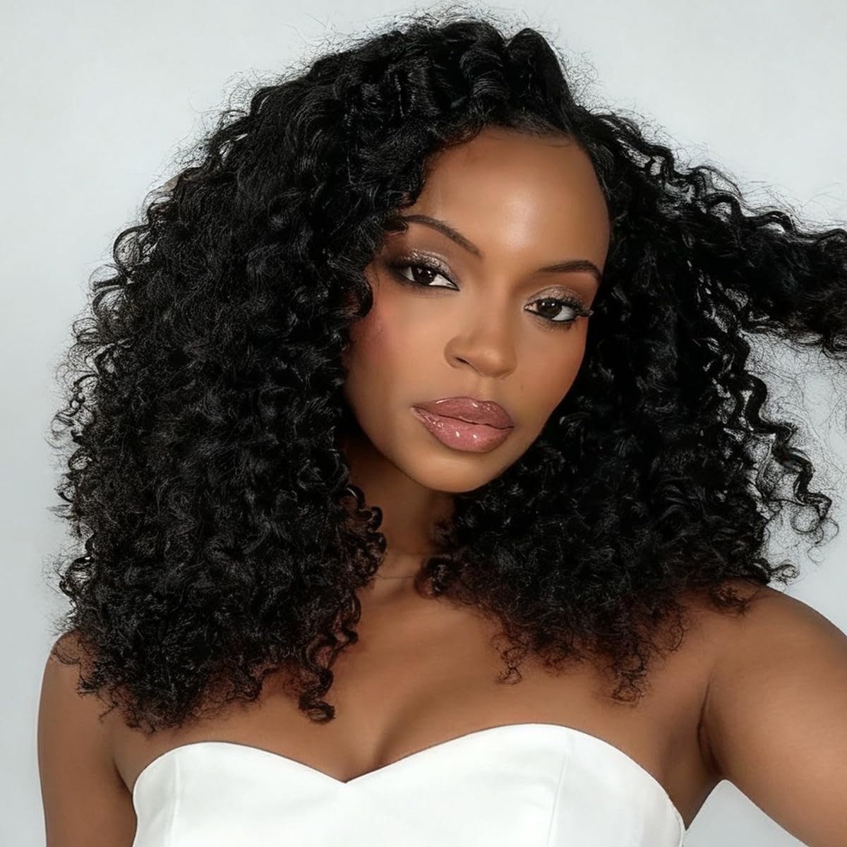 Xsy Curly Half Wig Human Hair 12 Inch Deep Wave Half Wigs For Black Women 3 In