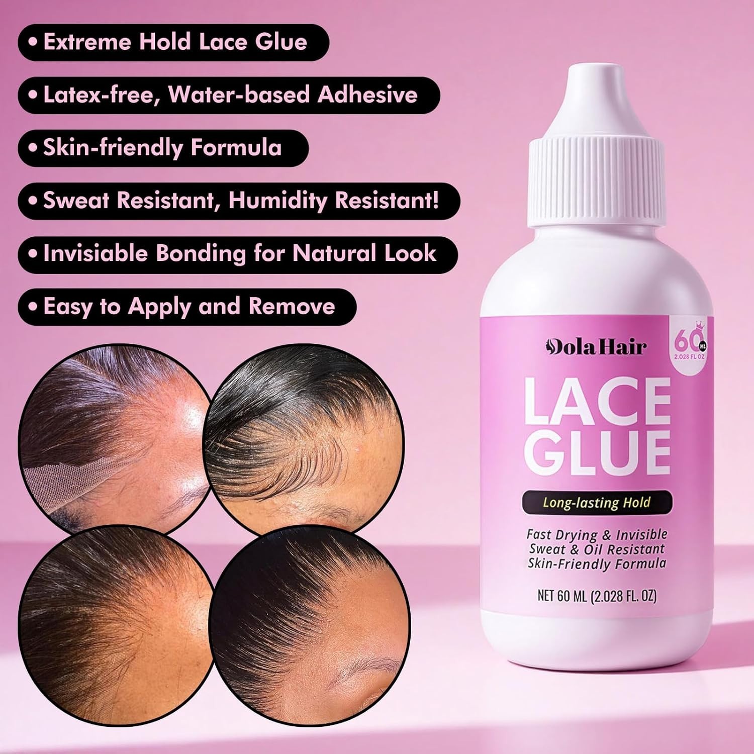 Lace Wig Adhesive Kit – 2 Oz Waterproof Strong Hold for Natural Looks