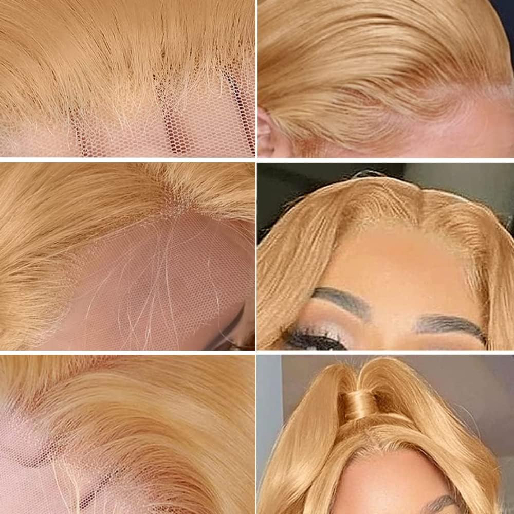 30″ Honey Blonde Body Wave HD Lace Front Wig – 250% Density Human Hair