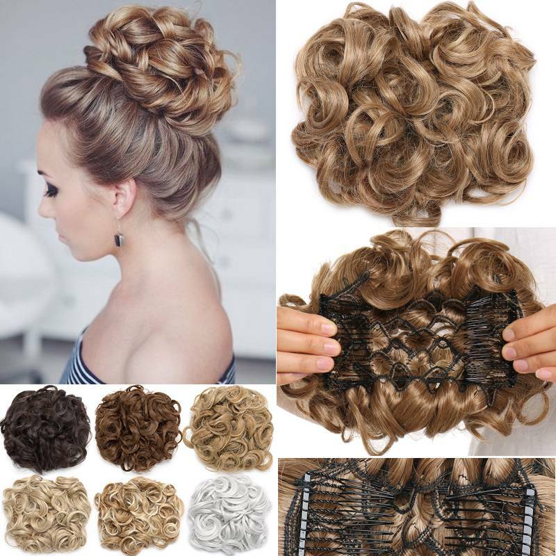 Scrunchie Updo Curly Messy Bun Clip In Hair Piece Hair Extensions Real as human