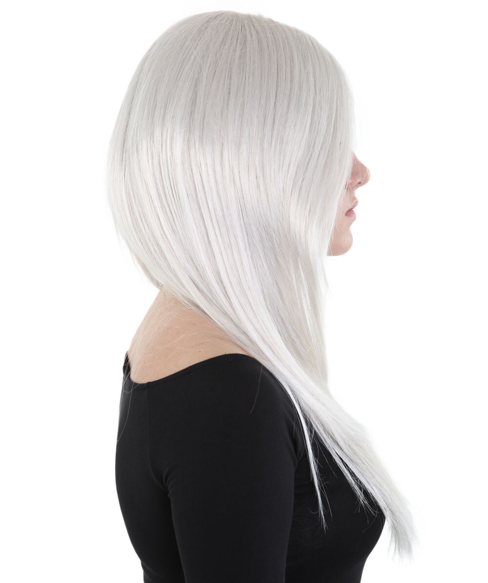 Womens Long Grey Wig, Dolly Fancy Wig, Premium Breathable Capless Cap.