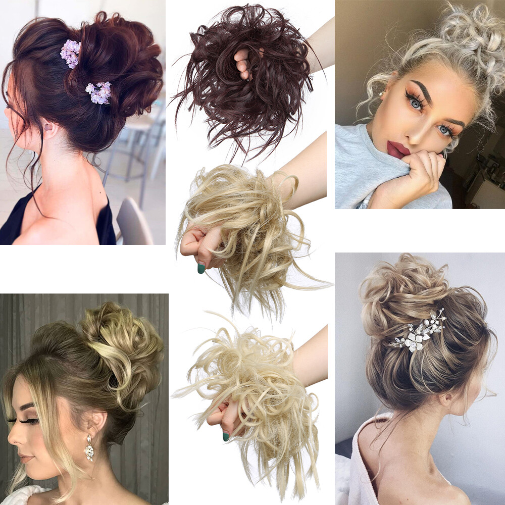 1PCS Messy Curly Bun Scrunchie Hair Extensions Ponytail Hair piece As Human Hair