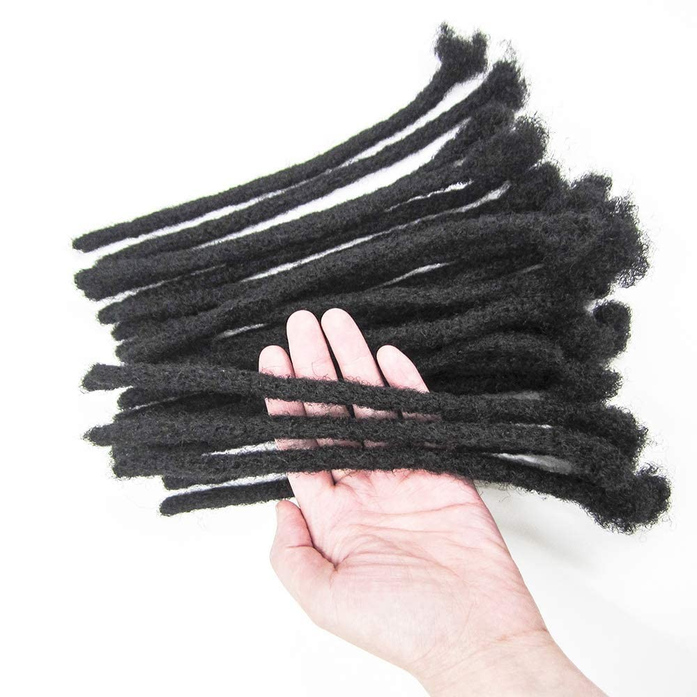 Miuulaar Loc Extension Human Hair 0.6Cm Width 8 Inch 70 Strands Natural Black
